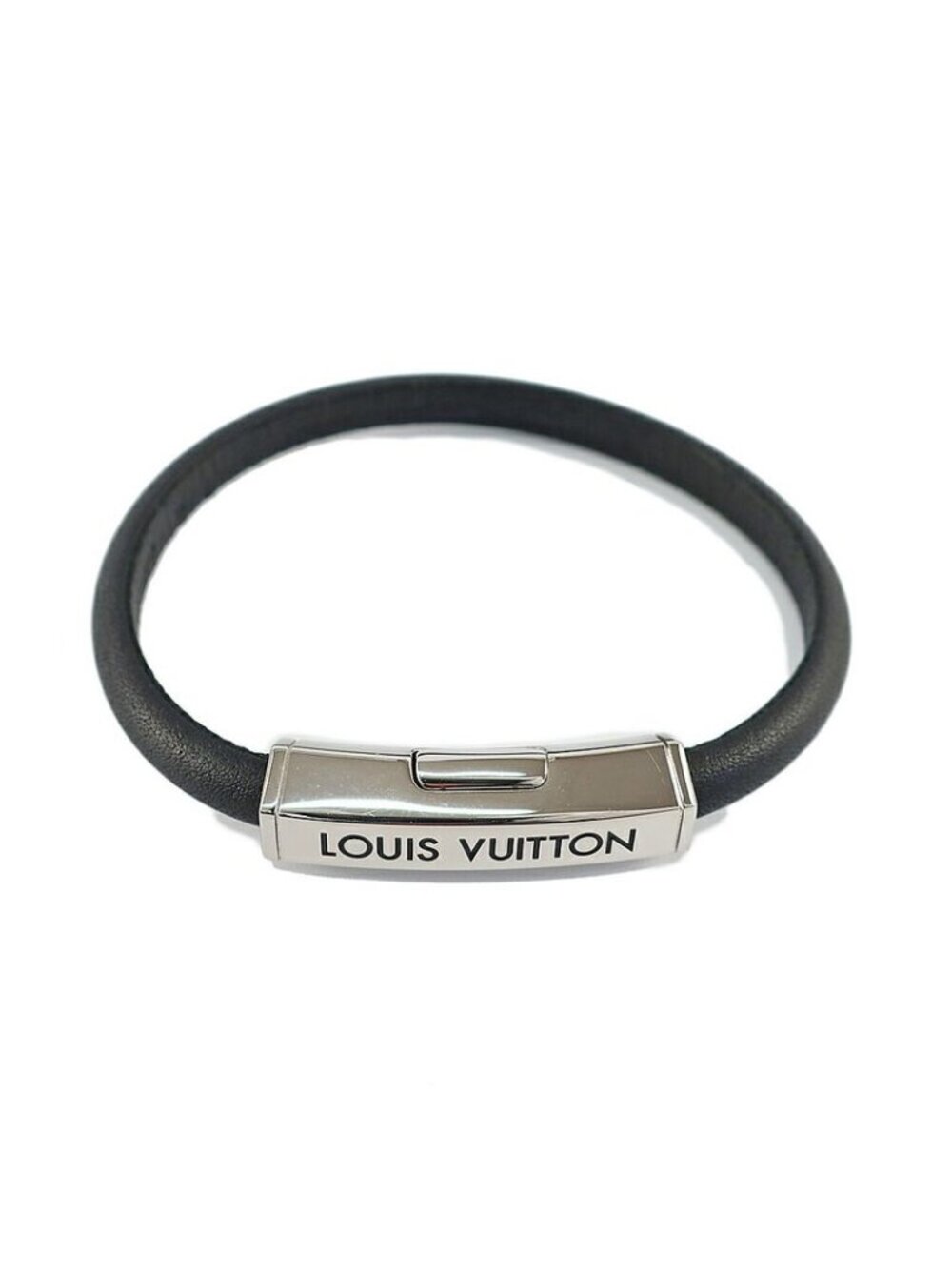 Louis Vuitton Bracelet Clip It Leather Clasp Closure Black